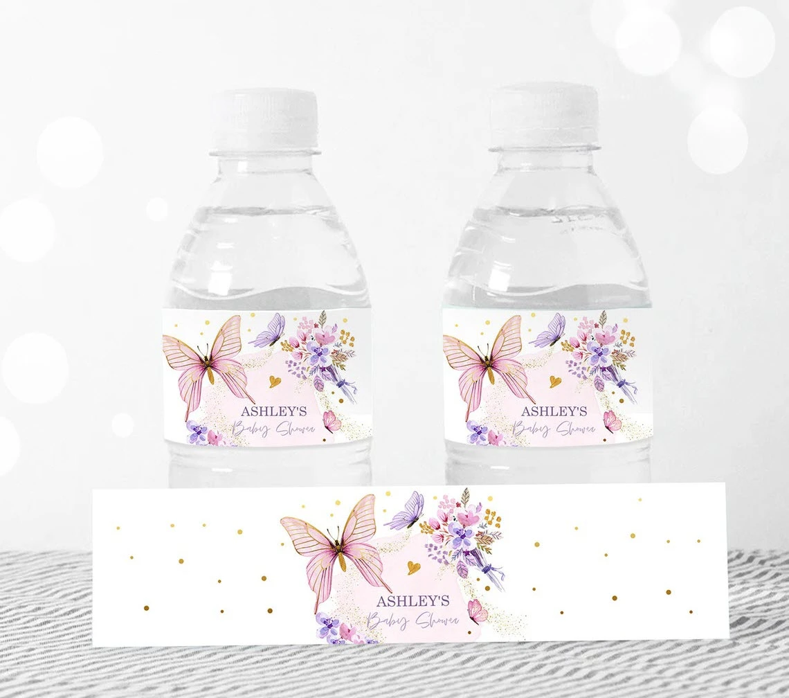 24 piezas etiquetas), etiquetas mariposa para botella de agua, botella de agua, cumpleaños, Baby Shower|Decoraciones DIY de fiestas| - AliExpress