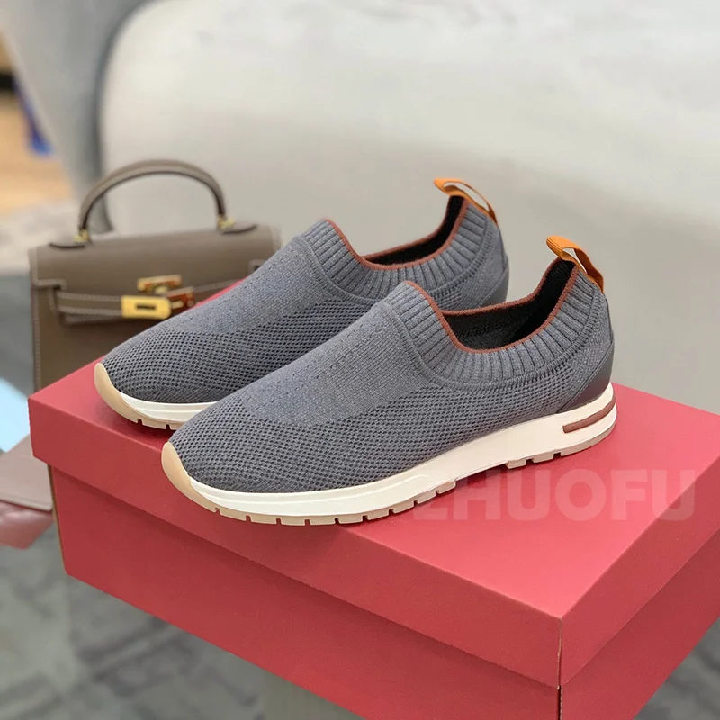 

Man Casual Shoes Summer New Style Round Toe Breathable Knit Upper Lovers Same Leisure Shoes Vitality Versatile Loafers