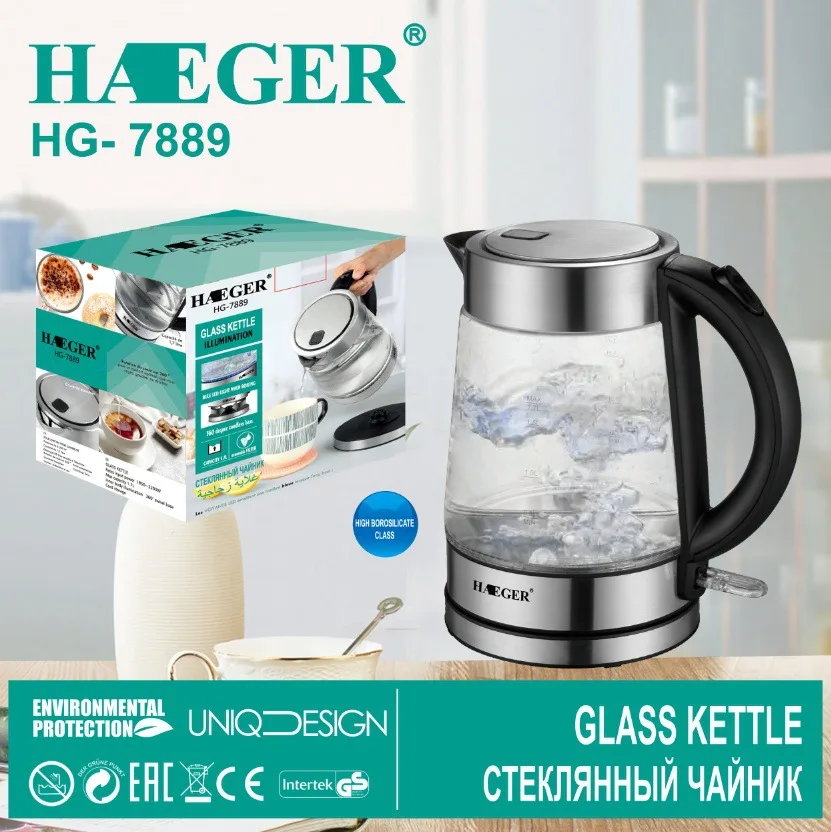 Raf Electric Borosilicate Glass And Steel Hot Tea Water Kettle - 2-liter  2000w Fast Boiling Cordless With Led Light - Electric Kettles - AliExpress