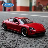 Welly 1:24 Porsche Taycan Turbo S Alloy Sports Car Model Diecasts Metal New Energy Vehicles Car Model Simulation Kids Toys Gifts 1