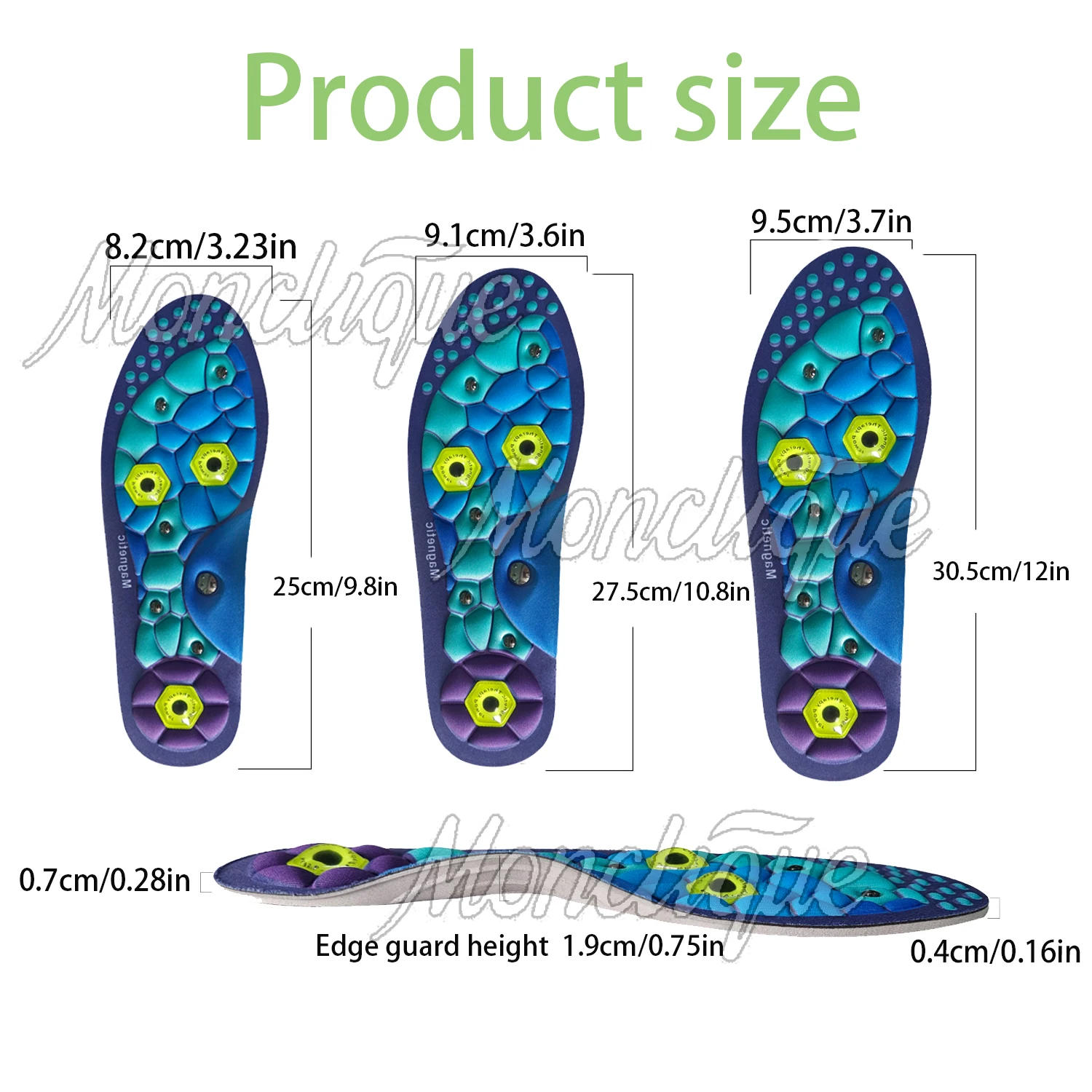 1 Pair Magnetic Acupressure Insoles Unisex Foot Arch Support Promote Circulation Relieve Fatigue Orthopedic Insoles Travel Offic