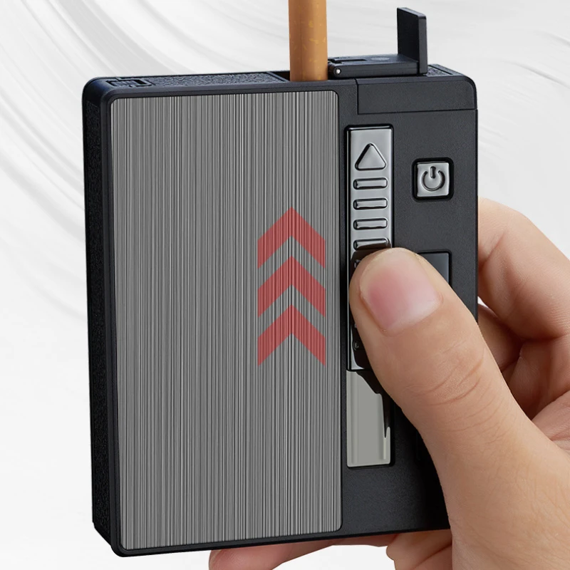 Double Arc Metal Cigarette Case Rechargeable Windproof Lighter Packs Full  Pack o