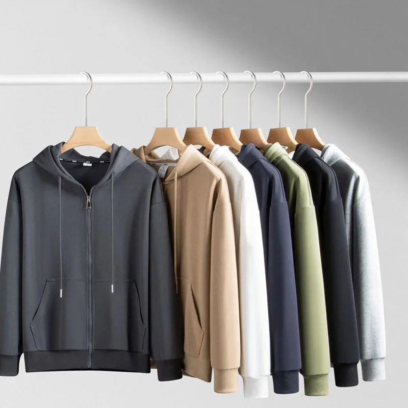 

Cardigan Men's Spring and Autumn Loose Casual Zipper Coat Solid Color Sweatshir Hoodie Streetwear
