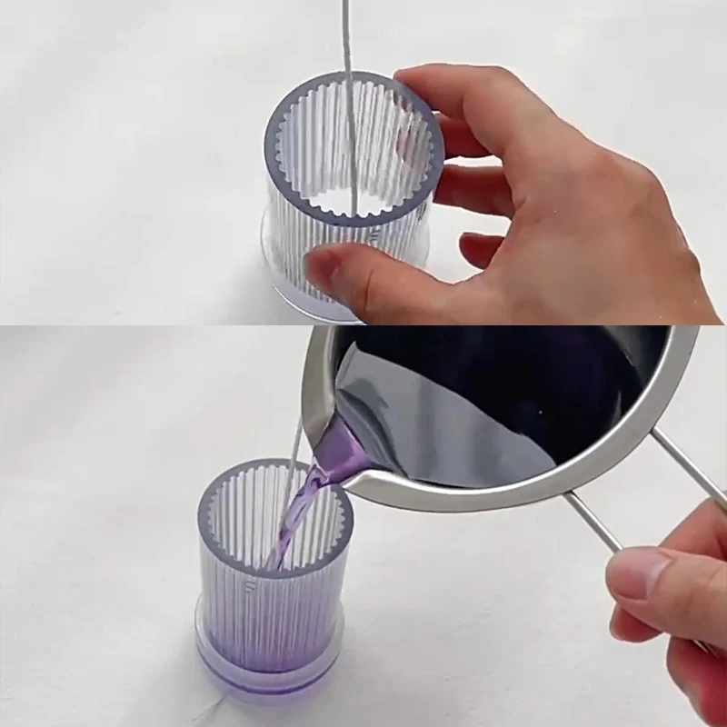 DIY Zylinderförmige Kerzenform mit Nadelstreifenmuster, 3D-Flachkopf-Zylinderform für Kerzenherstellung, Langlebige und Leicht zu Entformende Kunststoffgussform – Detail 3
