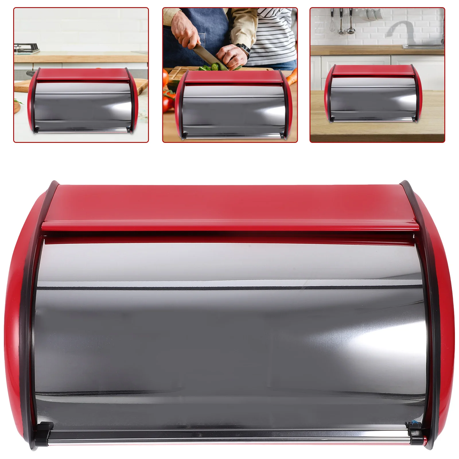 

Christmas Bread Box Stainless Steel Roll Top Bread Box Bread Storage Bin Container For Kitchen Counter Christmas Kitchen Decor