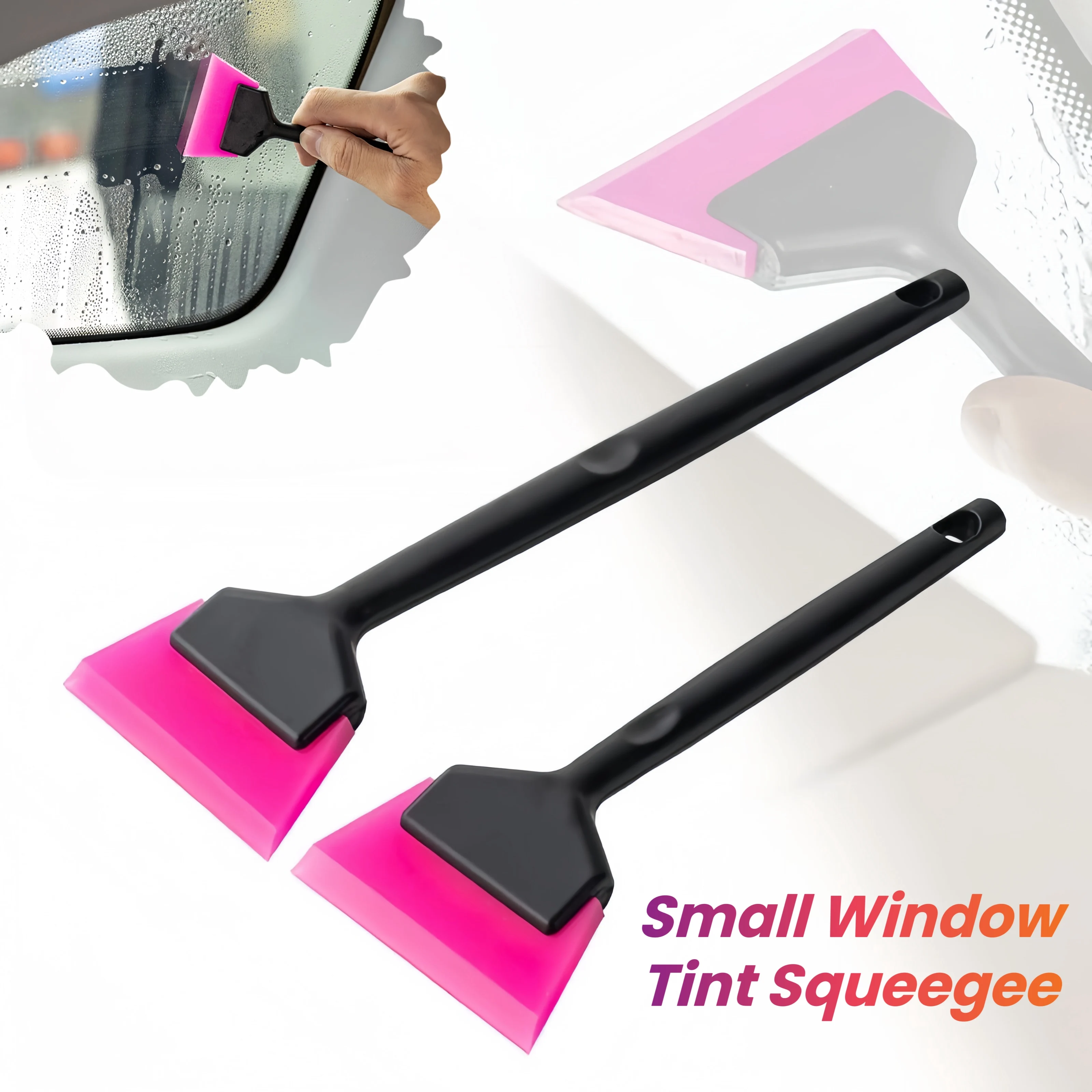 Plastic Long Handle Anti-Slip Car Glass Scraper Rubber Blade Windshield Wiper for Window Cleaning