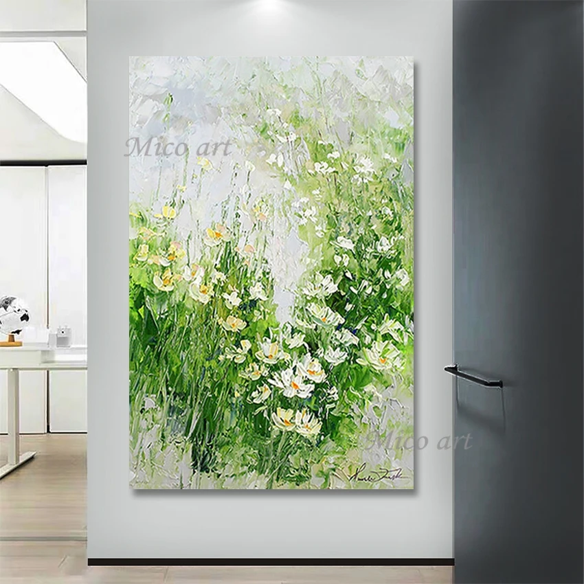 

Pure Handmade Abstract Beautiful Flowers Oil Paintings Art Canvas Wall Picture Home Good Decorative Unframed Acrylic Artwork