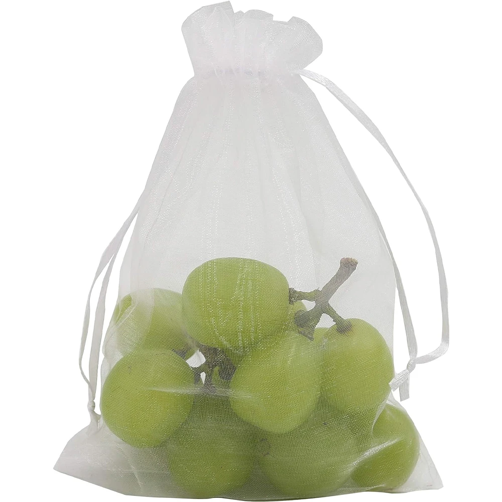 50 Stücke Weiß Organza Kordelzug Schmuck Beutel Taschen Für Hochzeit Party Weihnachtsgeschenke Süßigkeiten Verpackung Kleine Unternehmen Großhandel – Detail 2