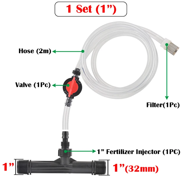 G1/2 G3/4 Irrigation Venturi Fertilizer Kit Injector Water Tube Switch