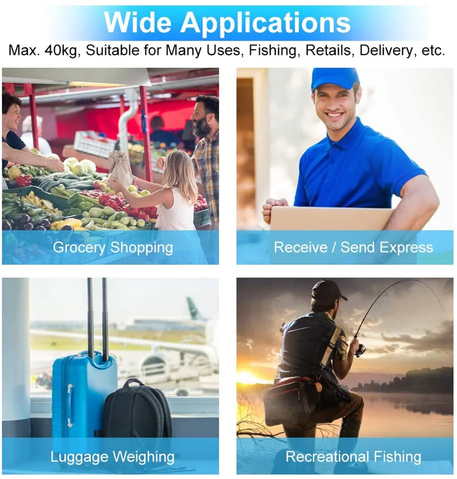 40kg/10g Elettronico Appeso Pesca Bagagli Da Viaggio Balanca Portatile Mini Cucina Digitale Pratico Tasca Peso Gancio Scala - Foto 2