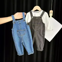 Baby Girls Overalls Spring Autumn New Solid Pocket Exterior Children Girls Suspender Pants Casual Cotton Kid Girls Strappy Pants 1