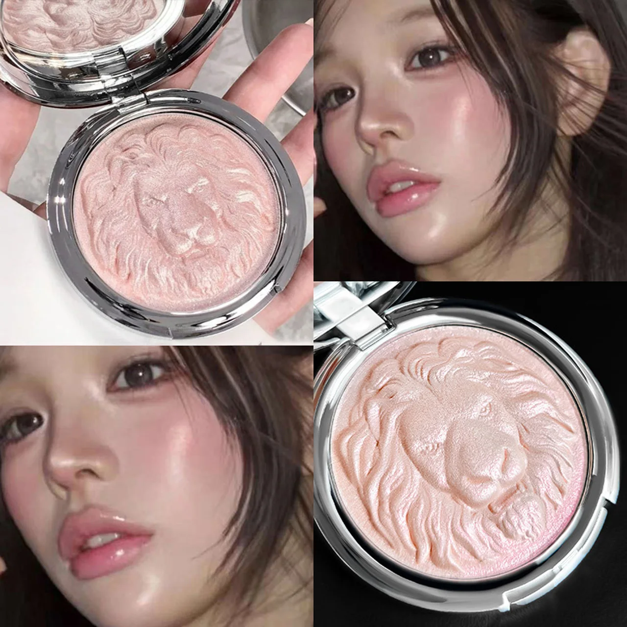 Shimmer Diamond Pink Highlighter 3 Colors Palette Brighten Contour Radiant Skin Natural Long-lasting For Festival & Daily Makeup