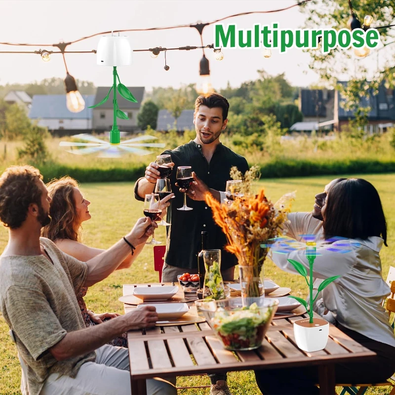 2pcs Portable Fly Fans for Tables Tabletop Fly Fan Food Fans for Camping Picnic Fishing USB and Battery Powered