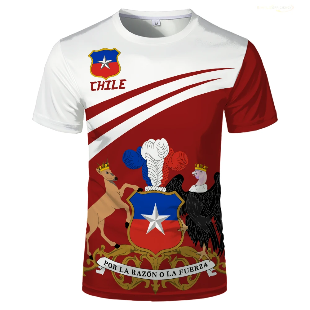 Chile Abzeichen 3d gedruckt Männer T-Shirt Mode chilenische Flagge Grafik Frauen T-Shirt lässig übergroße O-Ausschnitt Harajuku Kinder Jungen Tops T-Shirt – Detail 2