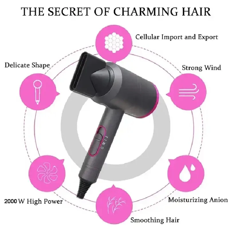 Cabelo elรฉtrico profissional secador, vento forte, salรฃo secador, negativo Ionic, ventilador de martelo, secador seco