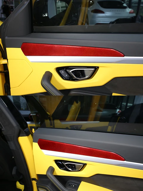 Garniture de pilier A de porte de voiture en fibre de carbone véritable,  couverture de haut-parleur, autocollant de couverture, accessoires  intérieurs de voiture, Lamborghini URUS, 2018-2021 - AliExpress