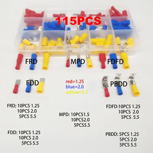 Insulated Cable Connector Electrical Wire Crimp Spade Butt Ring Fork Set Ring Electric Crimp lugs Rolled Terminals Assorted Kit - Image 11