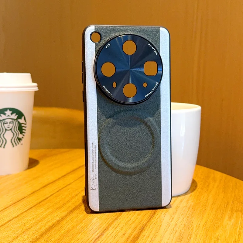 Luxury PU Magnetic Wireless Charging Protective Phone Case Back Cover Shell
