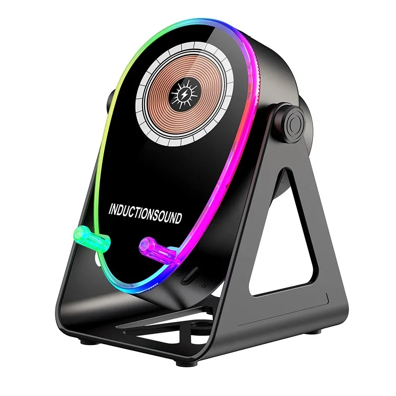 Bluetooth 5.3 Smart Speaker Wireless Charging Phone Stand Ambient Light 15W Fast Charging Sensor Playback for All Phones