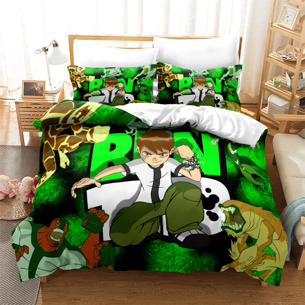 3D Cartoon Ben10 Duvet Cover with Pillow Cover Bedding Set  Single Double Twin Full Queen King Size Bed Set for Bedroom Decor 6