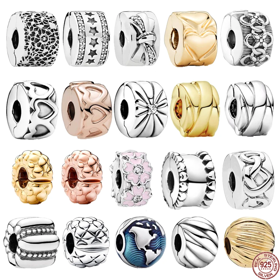 

Hot 925 Sterling Silver Sparkling Simple Clip Series Charm Beads Fit Original Pandora Bracelet Jewelry Fashion Gift