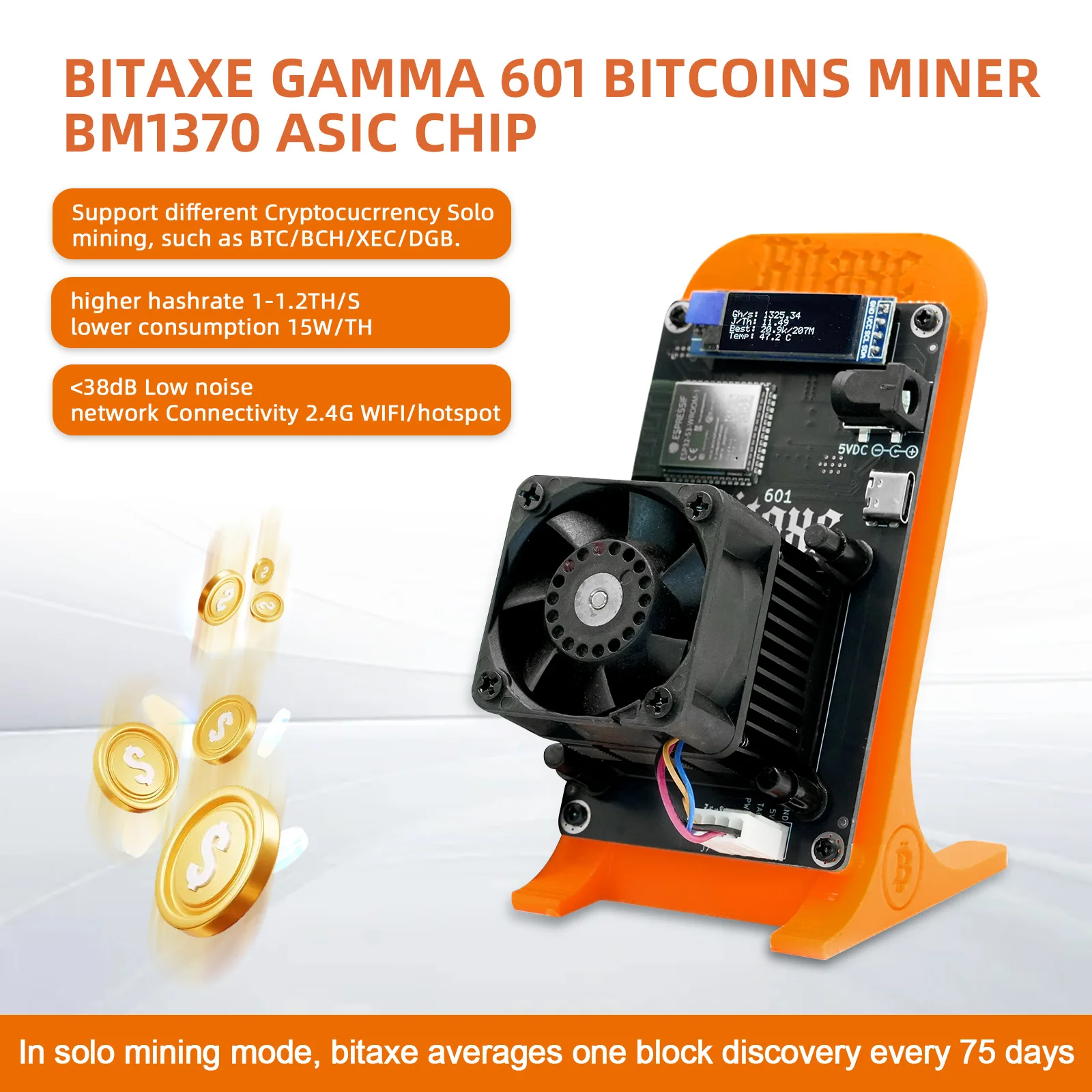 Bitaxe Gamma 601 ASIC マイナー サイレントモデル Amazon.com: Bitaxe Gamma 601 BTC Miner 1.2TH/s, BM1370 ASIC