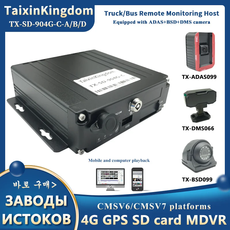 Manufacturer 4CH/8CH SD card storage MDVR 4G GPS remote monitoring support ADAS+BSD+DMS camera