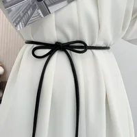 Microfiber Leather Round Cord Women's Belt Adorned with A Versatile Bow Dress Featuring An Elaborate Knotting Detail - Image 2