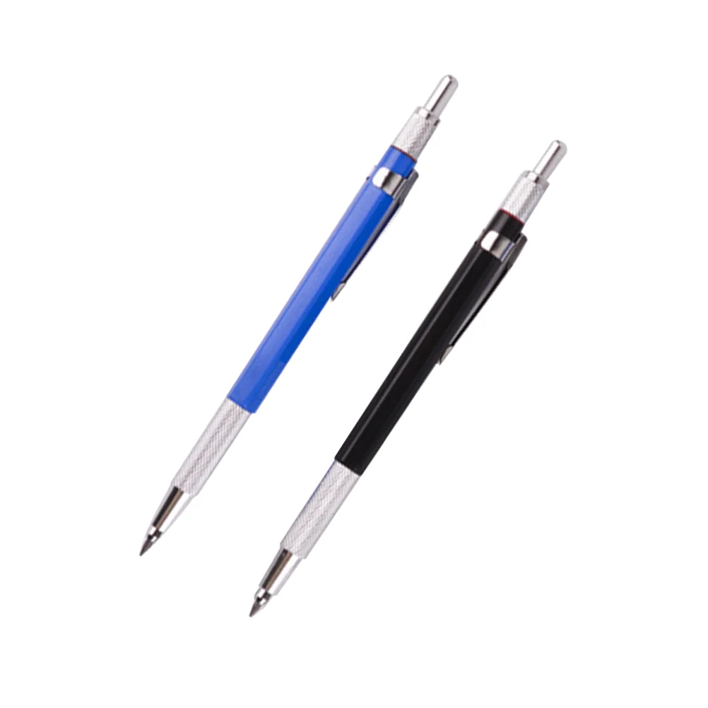2pcs 2.0Mm Metal Mechanical Pencils Retractable Lead Detachable Clip Automatic Pencil Set Refill Leads Writing Drawing
