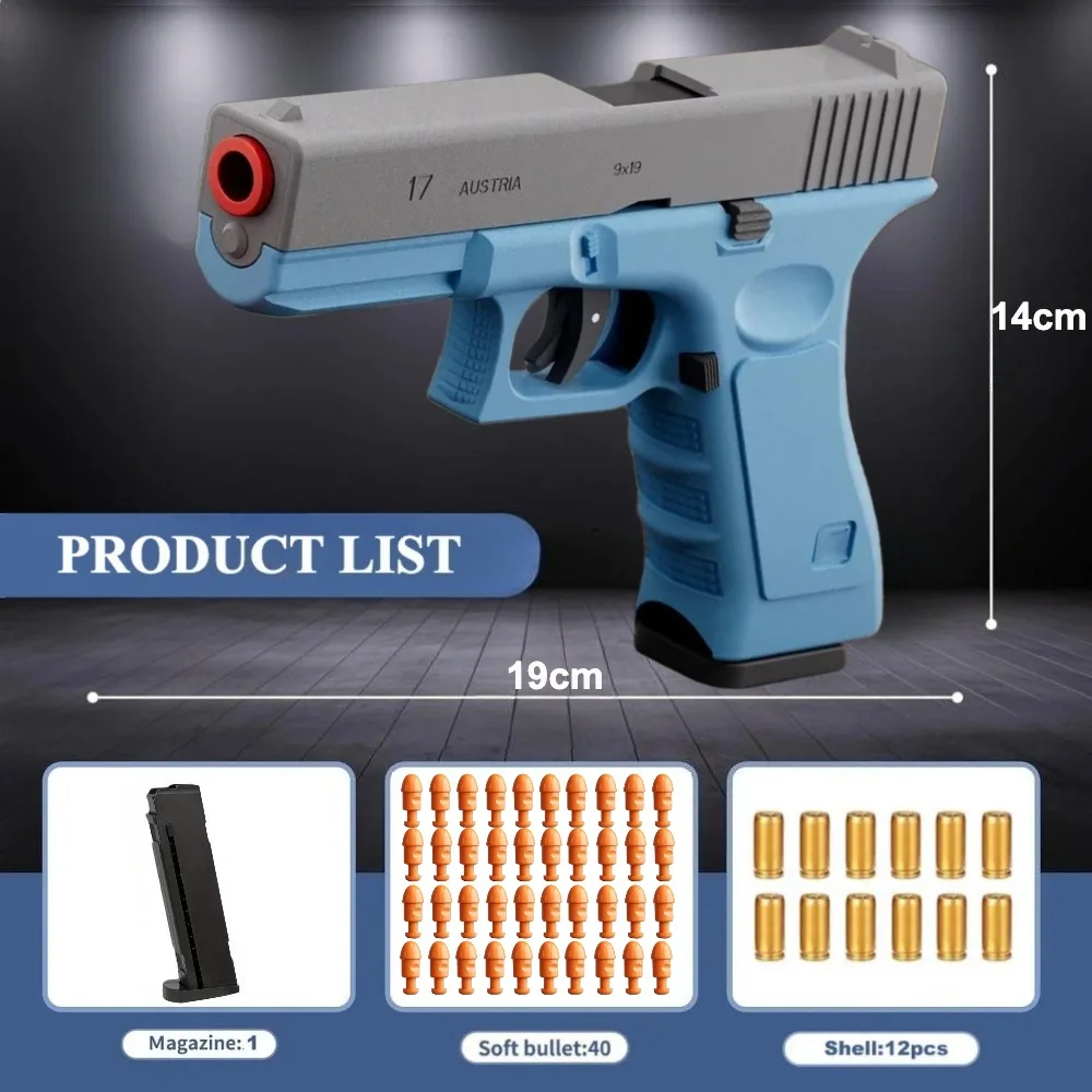 Shell Throwing Automatic Soft Bullet Toy Gun with Blowback - Outdoor Sports Shooting Game Gift