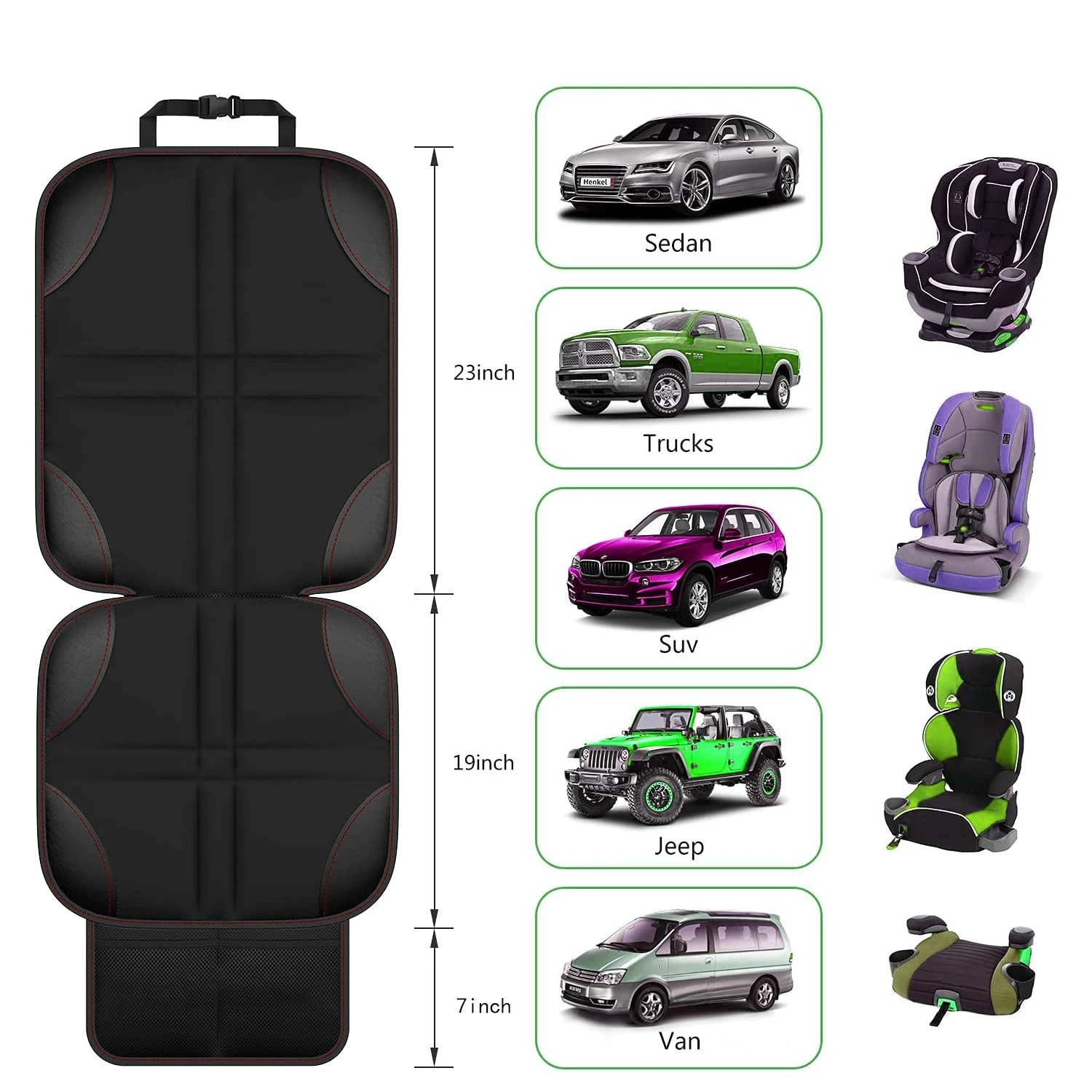 Universal Car Seat Protector for Child Baby Pet Waterproof Non-Slip Anti-Scratch Durable Auto Interior Cushion Cover Pocket