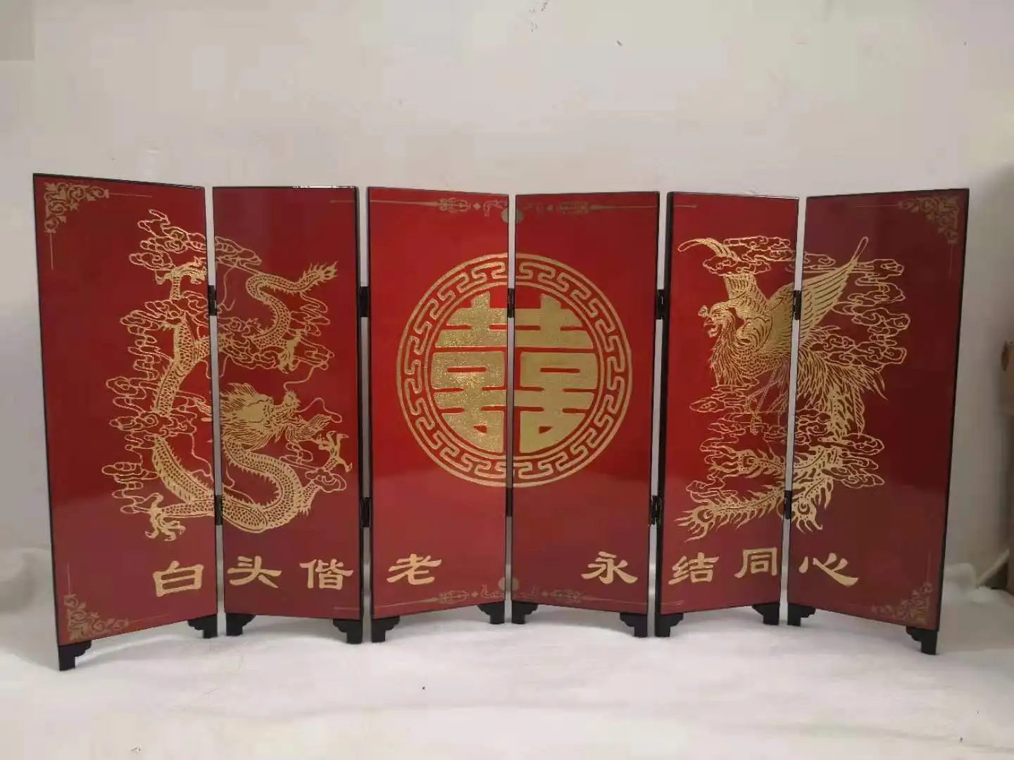 축복 중국 멋진 결혼식 수공예 그림, 드래곤 피닉스 화면