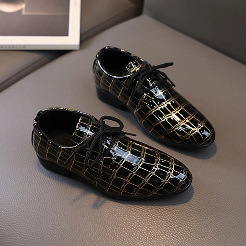 Boys Performance Shoe Pointed Toe Children Leather Casual Shoes Fashion School Student Non-slip Kids Wedding Shoes leather shoes,kids shoes