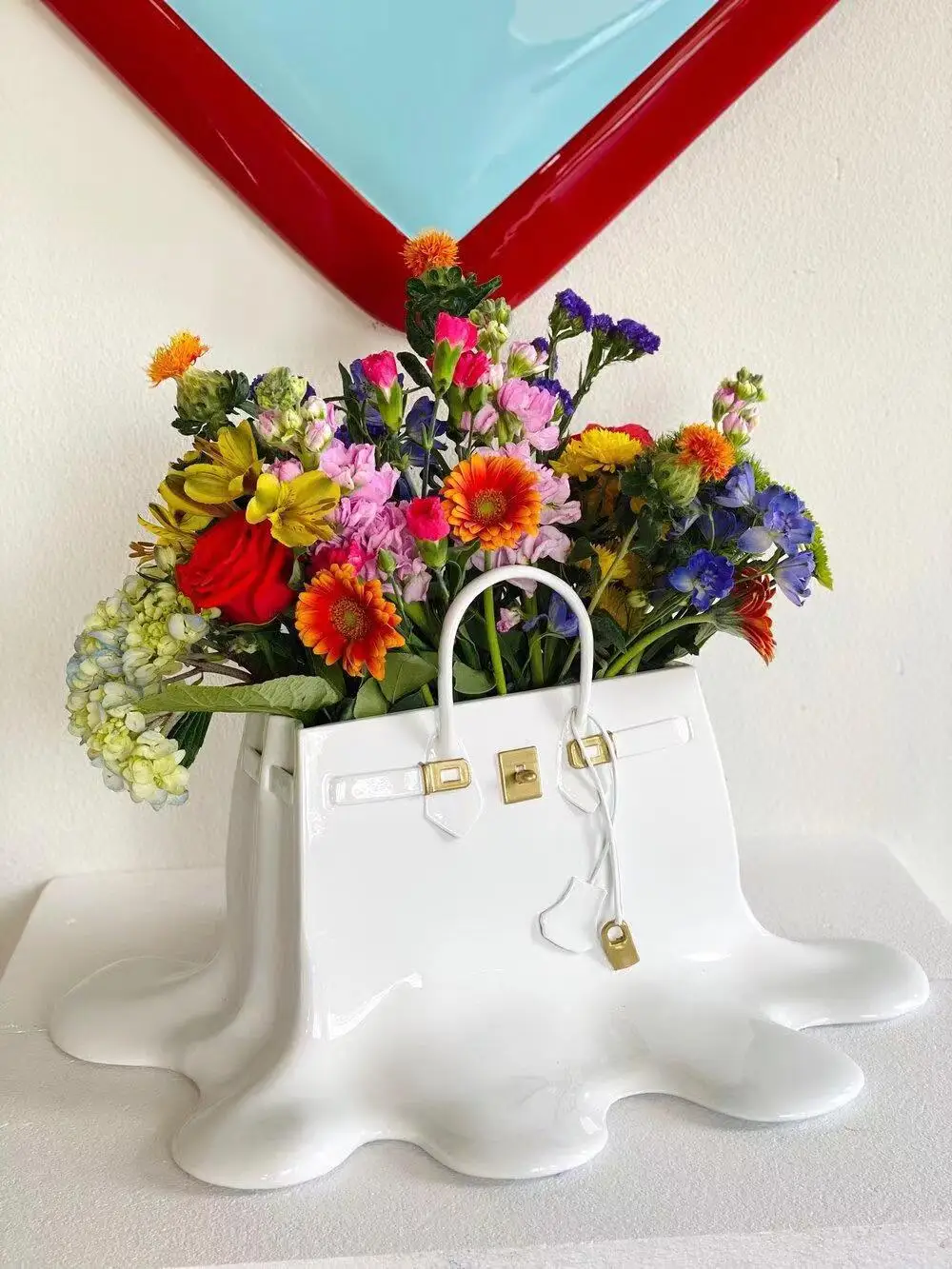 Custom resin creative handmade birkin flower pot handbag shape