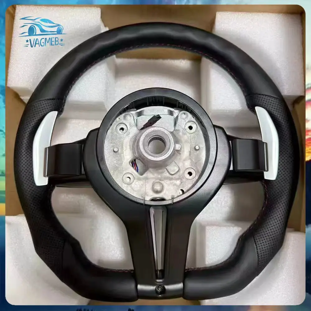 BMW M3 M5 F10 F11 F12 F13 F20 F21 F22 F25 F30 F31 F32 F33 F34 F36 M 로고 스티어링 휠 어셈블리용 반천공 가죽