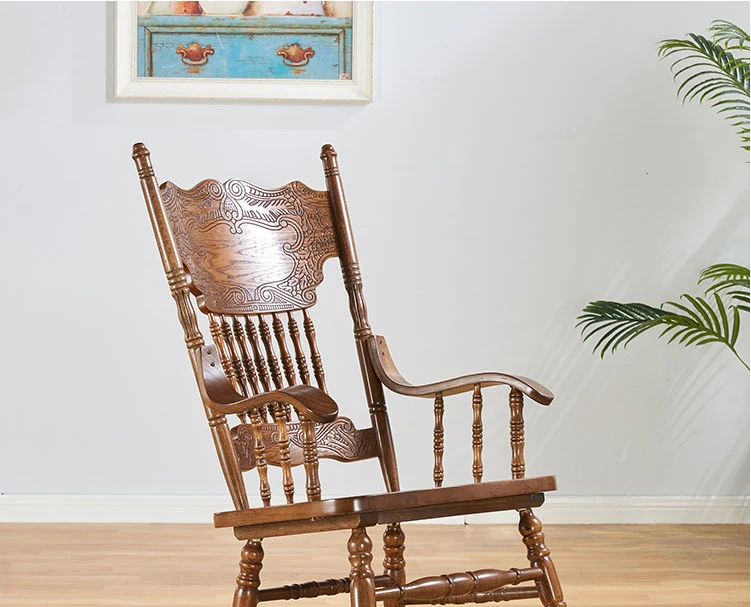 Description Picture 2 of itemFloor Rocking Lounge Chair Ergonomic Solid Wood Recliner Back Support Chairs Adults Chaises Salle Manger Furniture Living Room