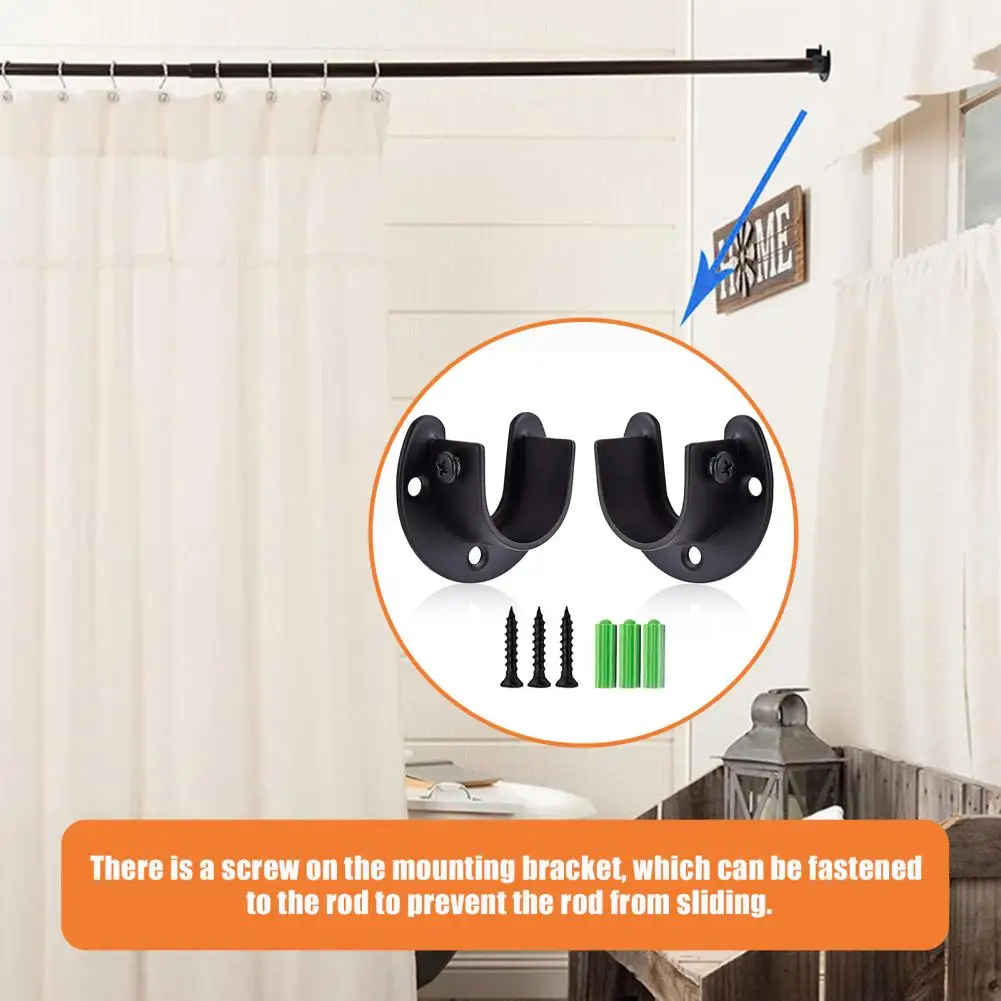 1 Set Closet Rod Bracket with Screws Rustproof Corrosion Resistant Simple Installation Curtain Rod Holder Closet Rod Support Kit