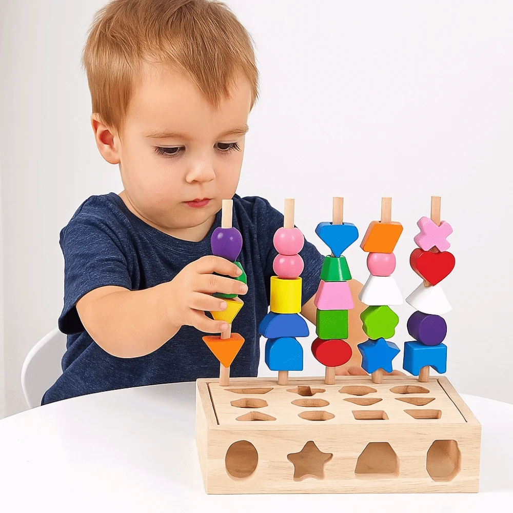 Geometric Color Shape Cognition Toys Montessori Interactive Shape Matching Board Game Challenges Portable