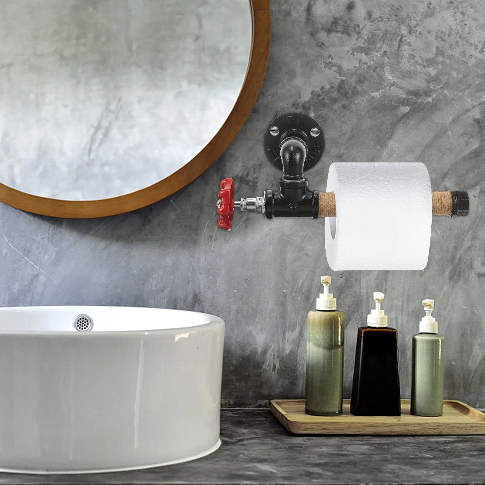 Wall Mount Paper Towel Holder Retro DIY Industrial Style Kitchen Towel Dispenser Hanger Bathroom Toilet Paper Wall Stand