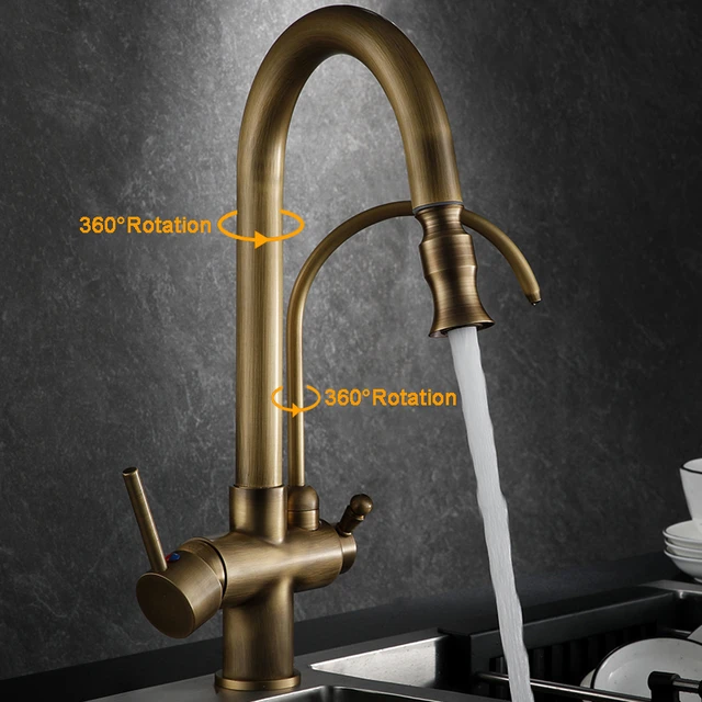 Antique Sensor Filter Kitchen Faucet Solid Brass Pull Out Kitchen