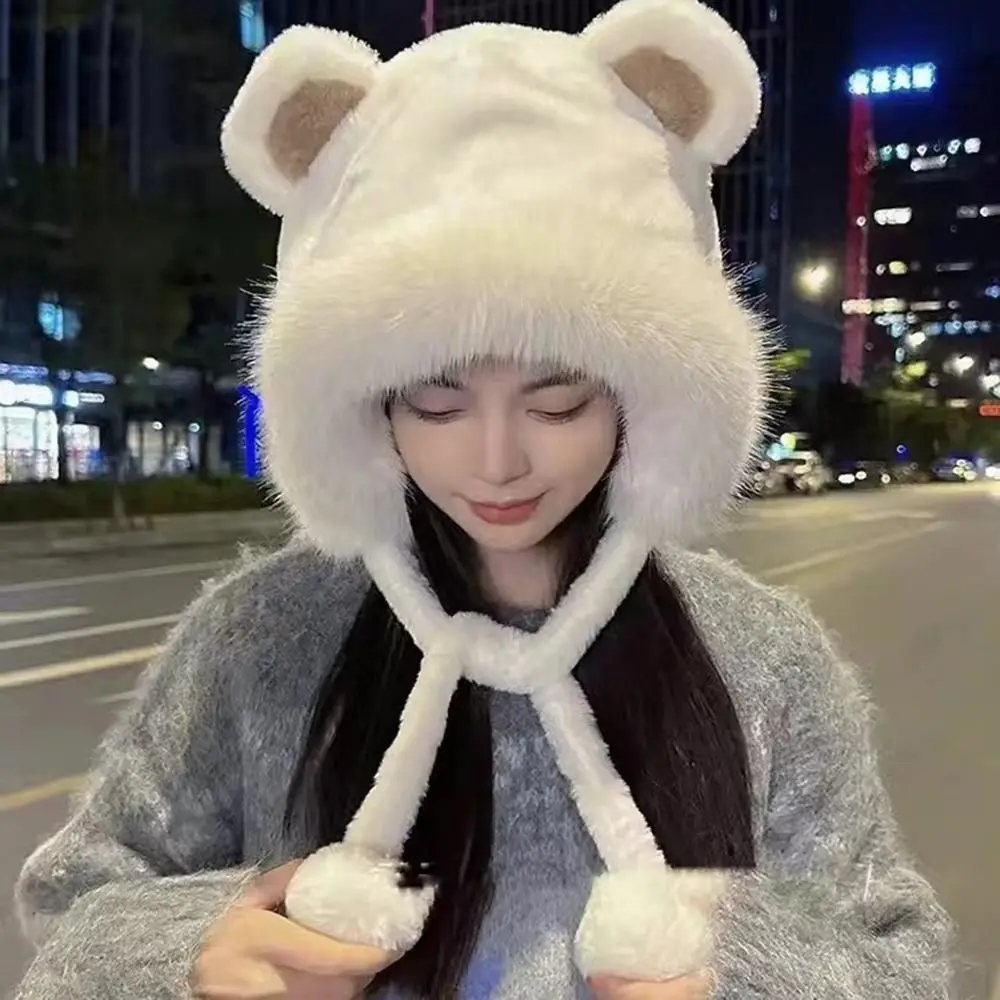 곰 귀 겨울 모자, 귀 보호, 따뜻한 곰 귀 모자, 봉제 두꺼운 양동이 모자, 겨울 패션