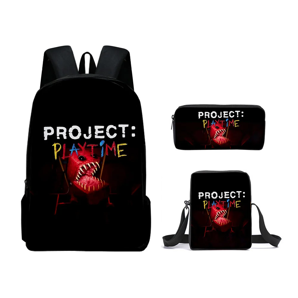 Trendy Creative Funny boxy boo 3D  Print 3pcs/Set pupil School Bags Laptop Daypack Backpack Inclined shoulder bag Pencil Case