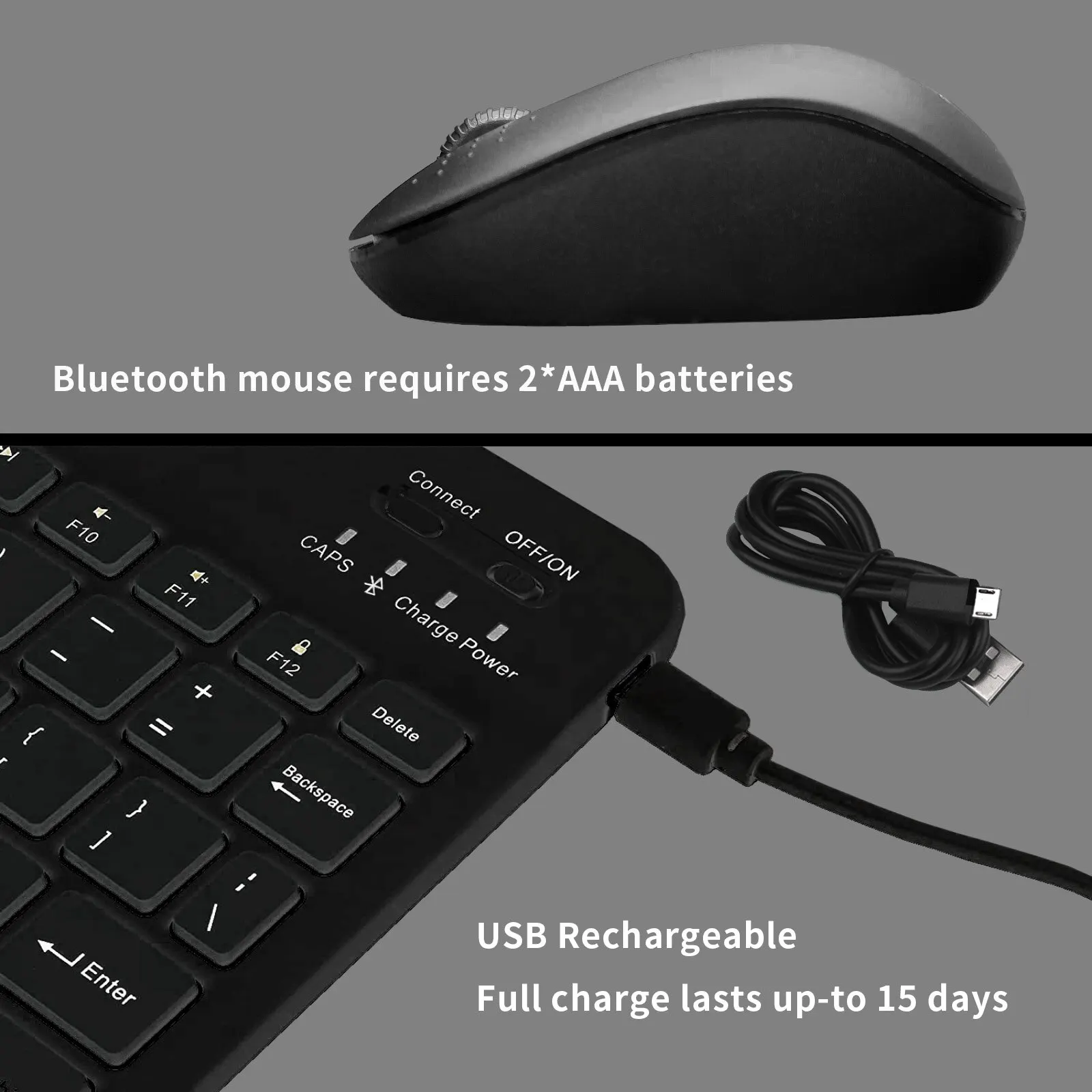 Bluetooth Keyboard and Mouse Set Desktop Office Bluetooth Keyboard Wireless Mouse for Windows Laptop Android Tablet