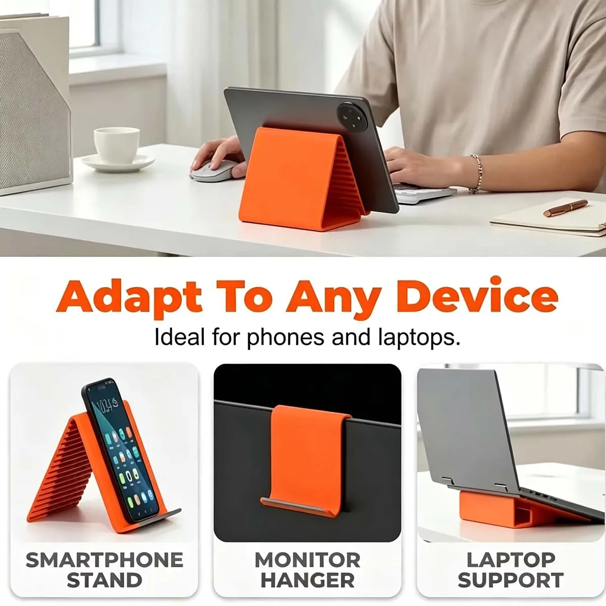 Supporto per Telefono Pieghevole in Silicone, Regolabile a Più Angoli, Compatibile con iPhone, Samsung e Tutti i Cellulari - immagine 3