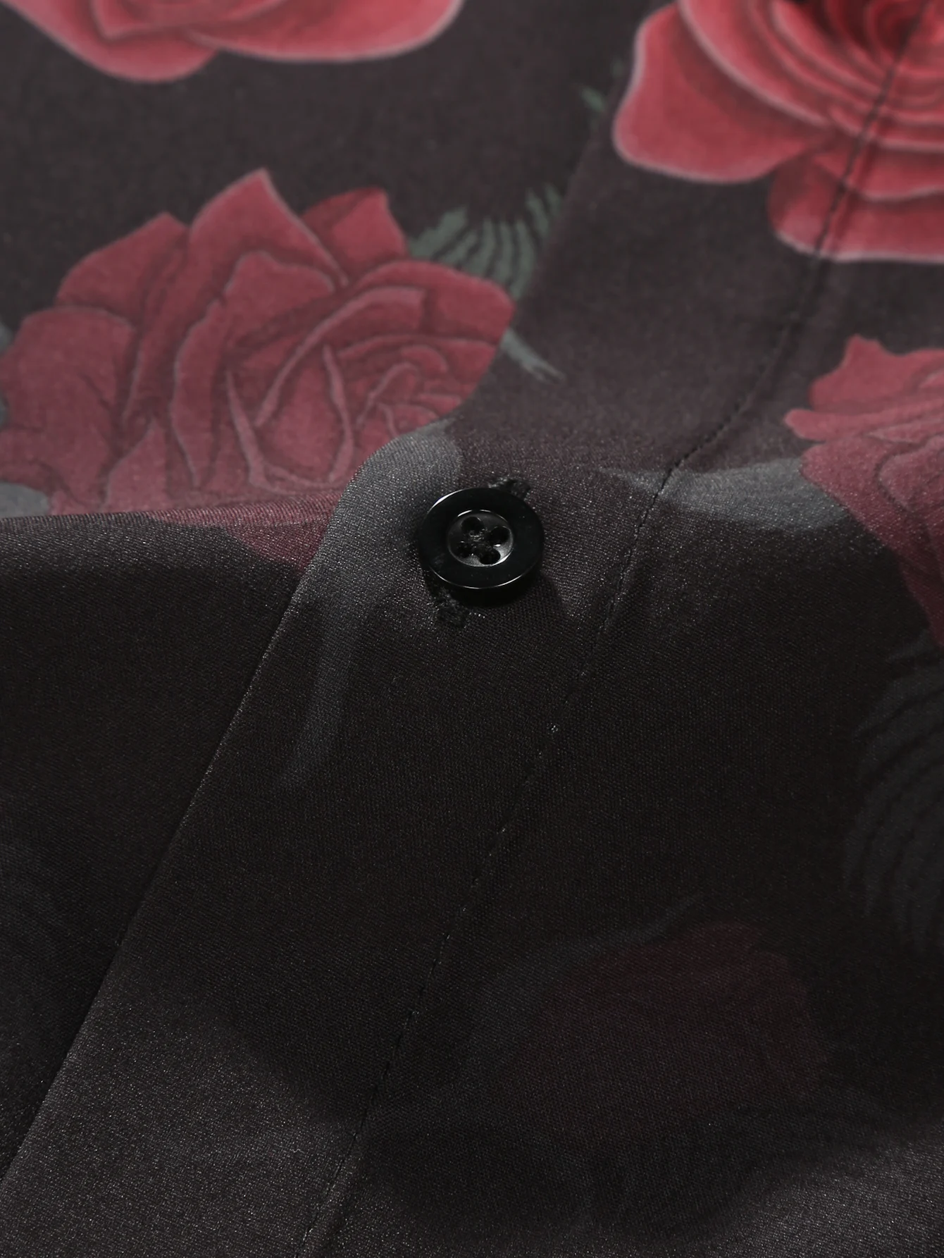 Men's red roses printed Shirts Hawaiian style Floral Shirts casual Beach Flower Shirts 6