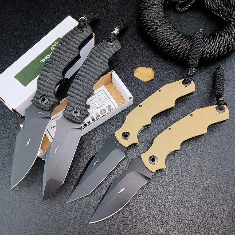 

Pohl Force Alpha Five Survival Tanto Folder 4.44" 7Cr13Mov Blade Black / Khaki Handles Outdoor Hunting Defense Folding Knives