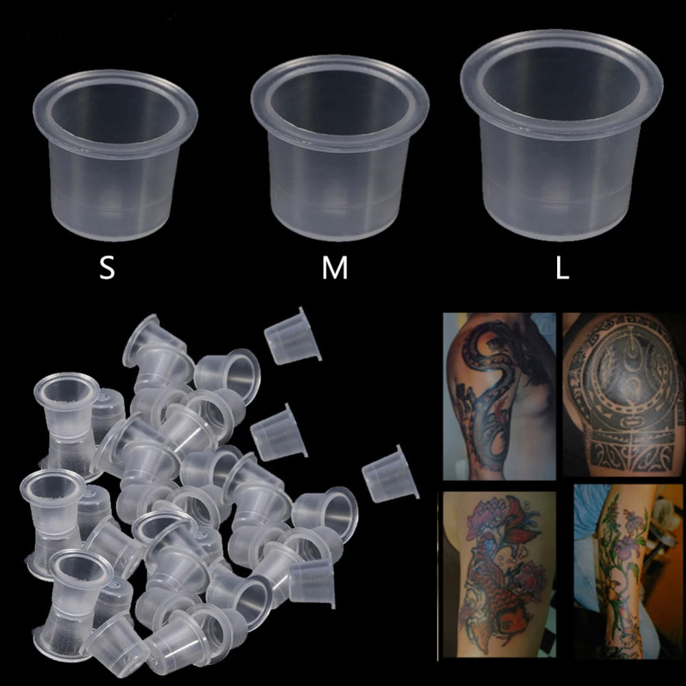1000pcs Disposable Tattoo Ink Cups Plastic Clear Eyebrow Makeup Pigment