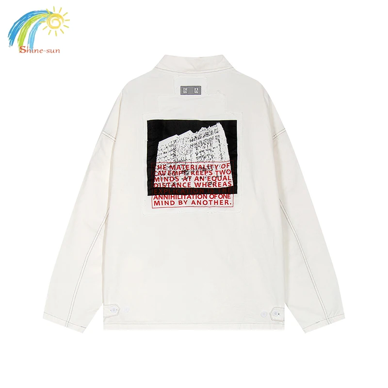 

Универсальная джинсовая куртка Cav Empt, мужская женская джинсовая рубашка, Повседневная Высококачественная Белая джинсовая куртка на молнии с длинным рукавом