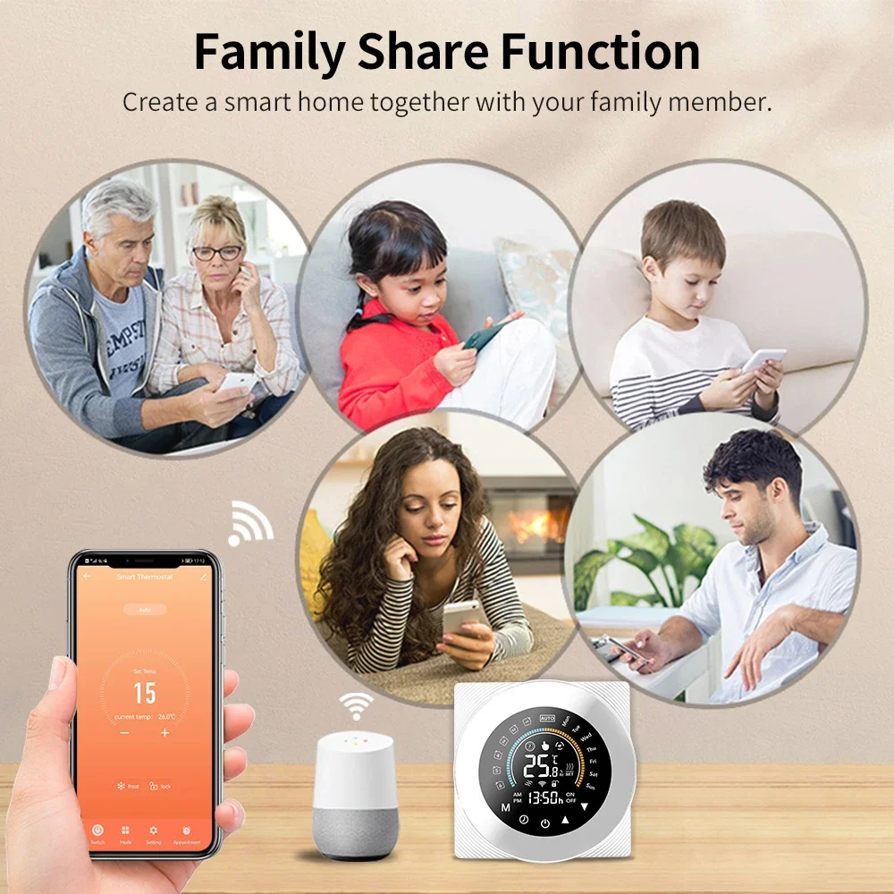 Termostato Smart WiFi Per Riscaldamento A Pavimento – Touchscreen, Compatibile Con Alexa E App Life, Regolazione Remota