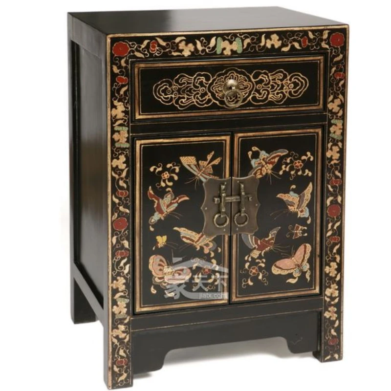 

Chinese antique furniture solid wood painting bedside cabinet